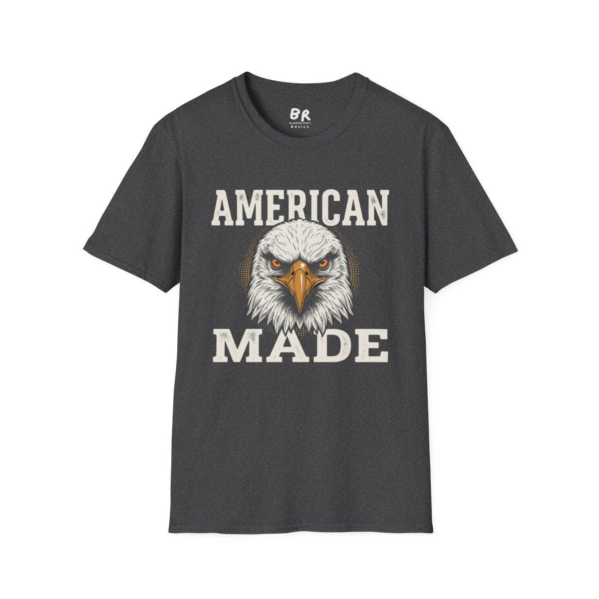 Eagle Shirt — "American Made" Bald Eagle Graphic Tee in Dark Heather