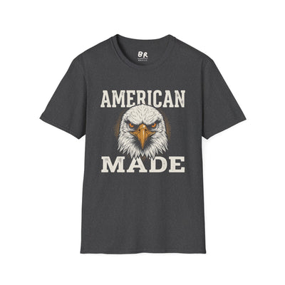Eagle Shirt — "American Made" Bald Eagle Graphic Tee in Dark Heather