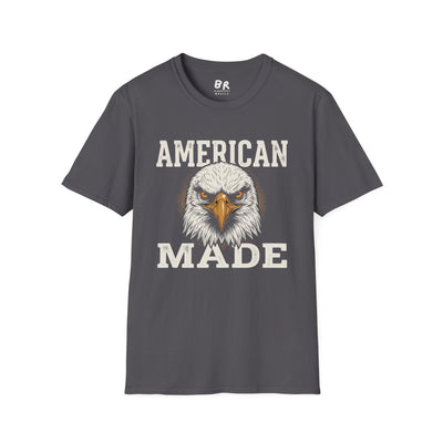 Eagle Shirt — "American Made" Bald Eagle Graphic Tee in Charcoal