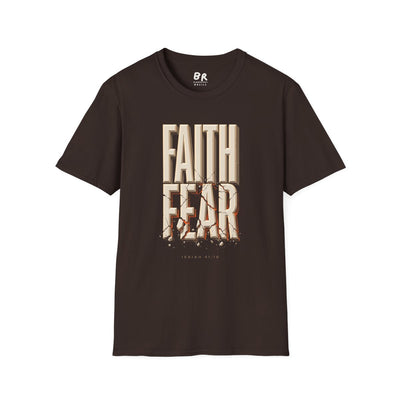 Faith Over Fear Shirt — Isaiah 41:10 Cracked Stone Bible Verse Tee in Dark Chocolate