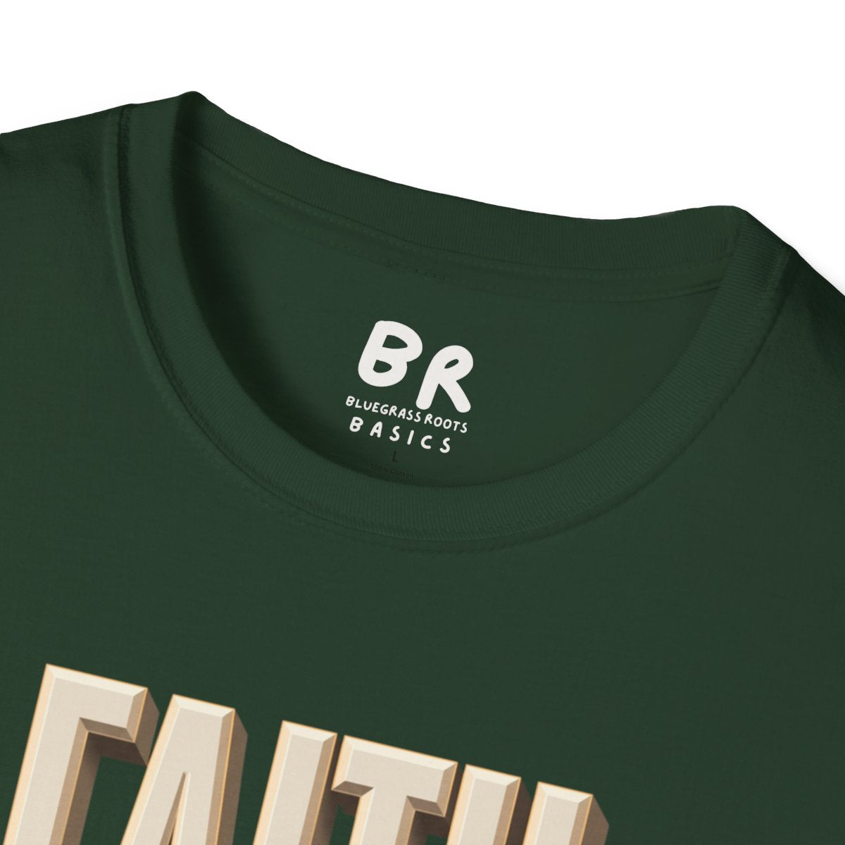 Faith Over Fear Shirt — Isaiah 41:10 Cracked Stone Bible Verse Tee in Forest Green