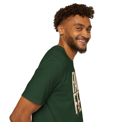 Faith Over Fear Shirt — Isaiah 41:10 Cracked Stone Bible Verse Tee in Forest Green
