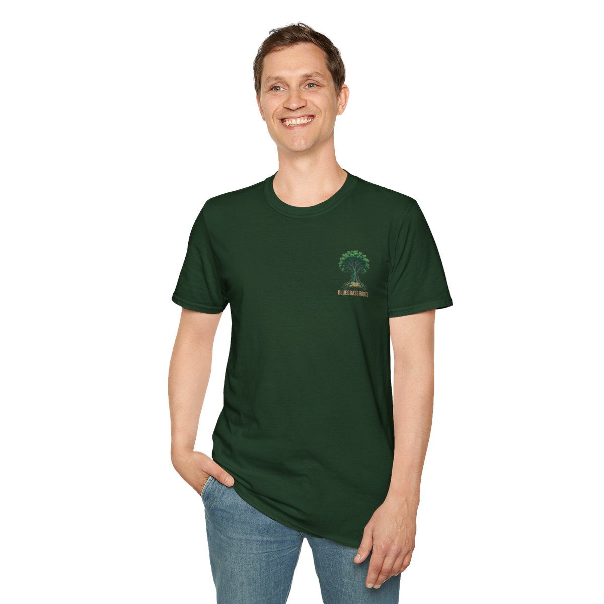 Faith Shirt for Men — "Stronger Than an Oak" Graphic Tee in Forest Green