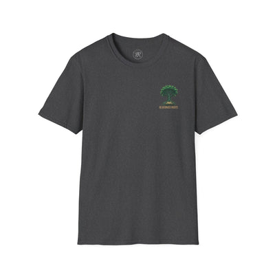 Faith Shirt for Men — "Stronger Than an Oak" Graphic Tee in Dark Heather