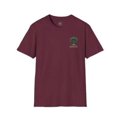Faith Shirt for Men — "Stronger Than an Oak" Graphic Tee in Maroon