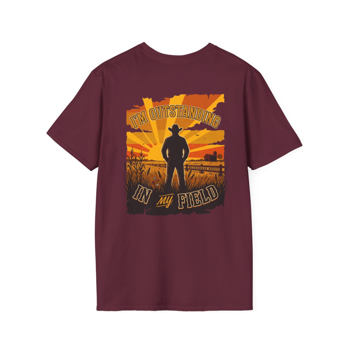 Farm Shirt — "I'm Outstanding in My Field" Graphic Tee in Maroon