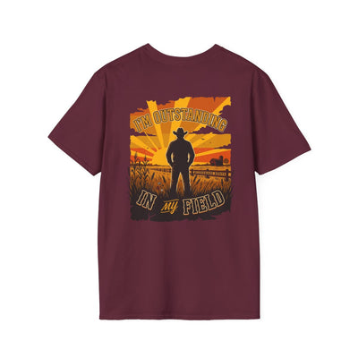 Farm Shirt — "I'm Outstanding in My Field" Graphic Tee in Maroon