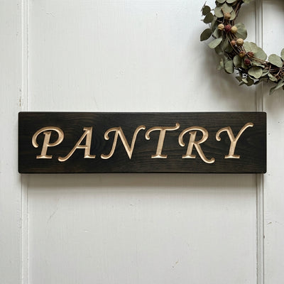 Farmhouse Pantry Sign — Rustic Carved Kitchen Decor