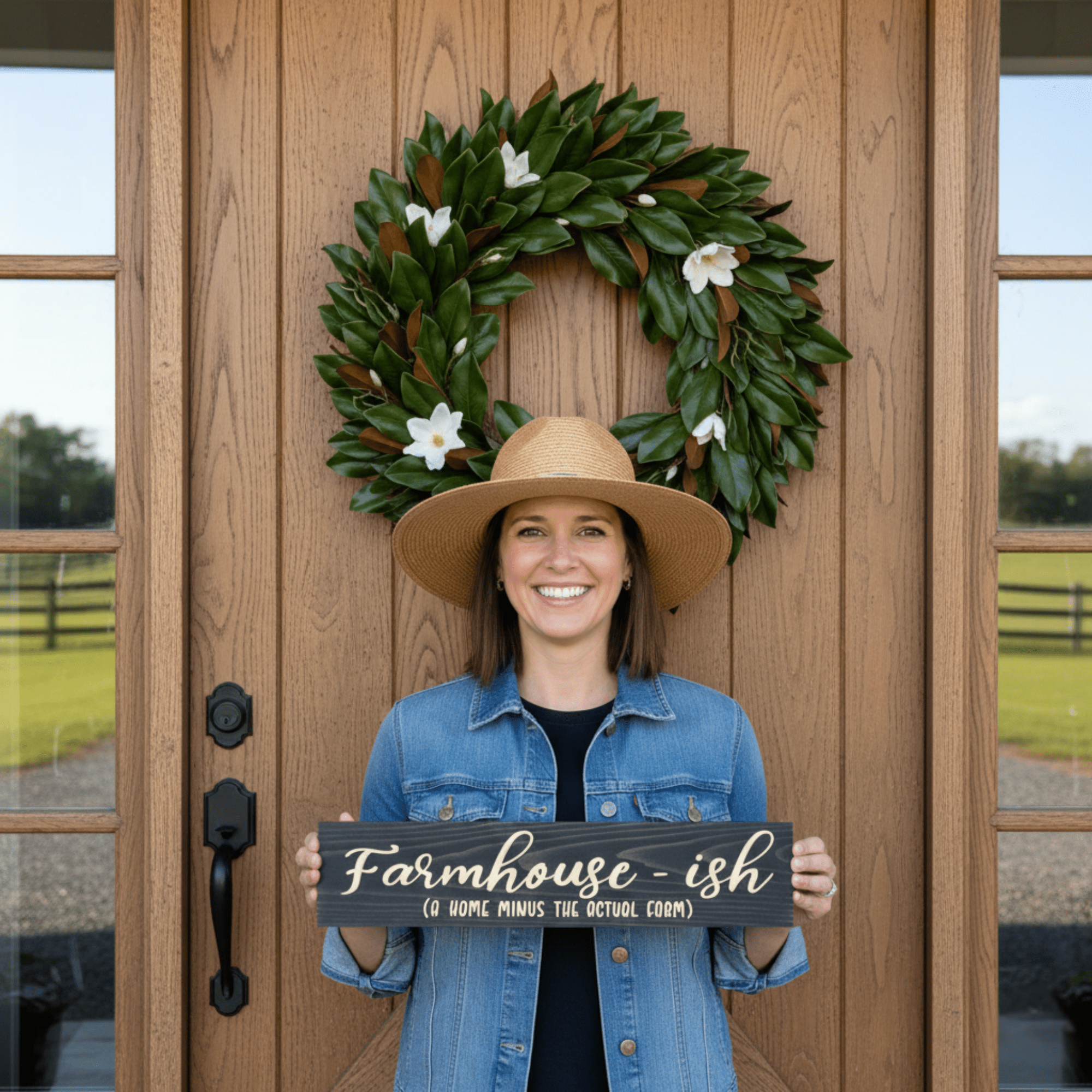 farmhouse-ish-carved-wood-sign-texture-detail-rine - farmhouseish wood sign by Bluegrass Gifts, handmade in Kentucky