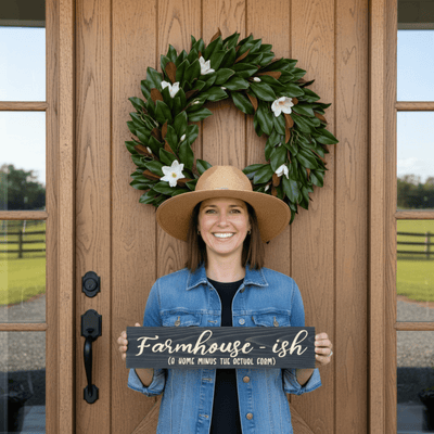 farmhouse-ish-carved-wood-sign-texture-detail-rine - farmhouseish wood sign by Bluegrass Gifts, handmade in Kentucky