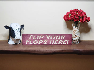 Rustic yard sign for poolside flip flop storage an - flip your flops here wood sign by Bluegrass Gifts, handmade in Kentucky