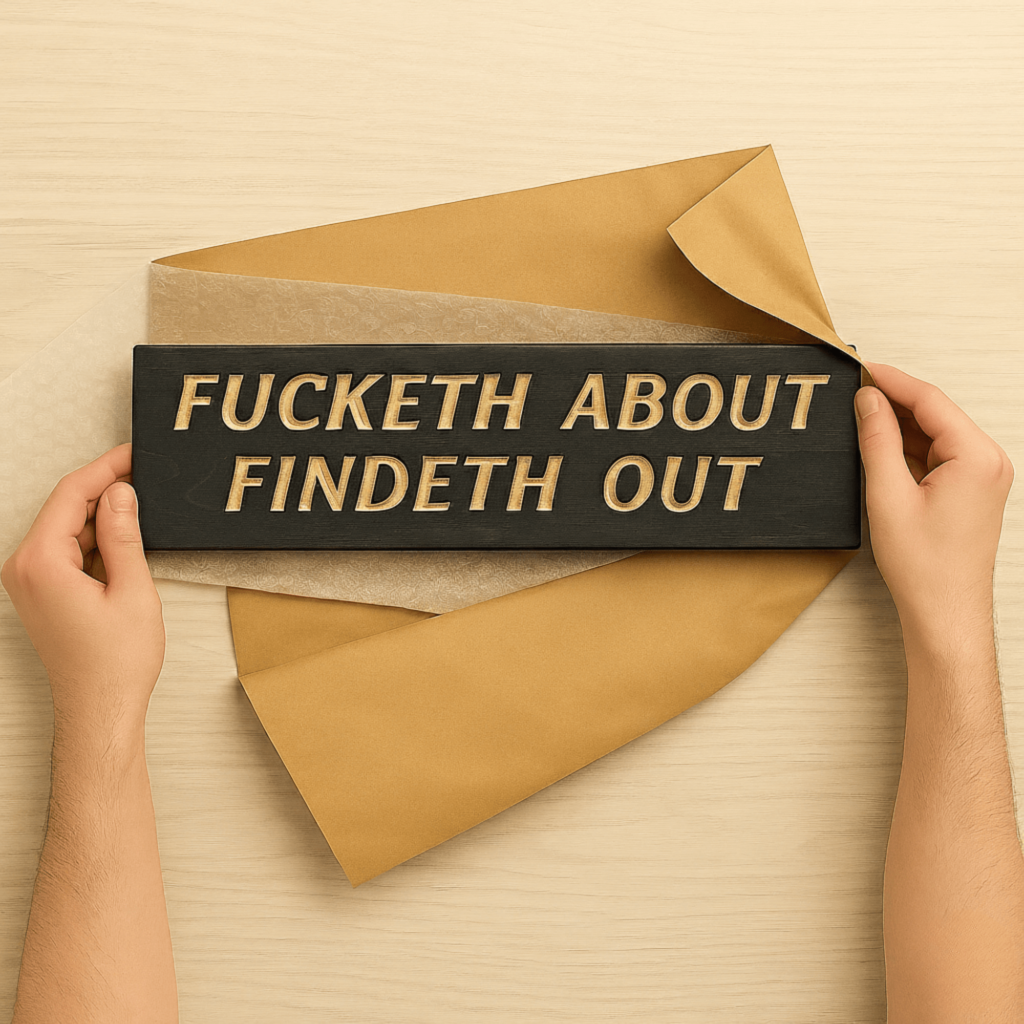 fucketh-about-findeth-out-wood-sign-angled-vi - fucketh about findeth out wood wood by Bluegrass Gifts