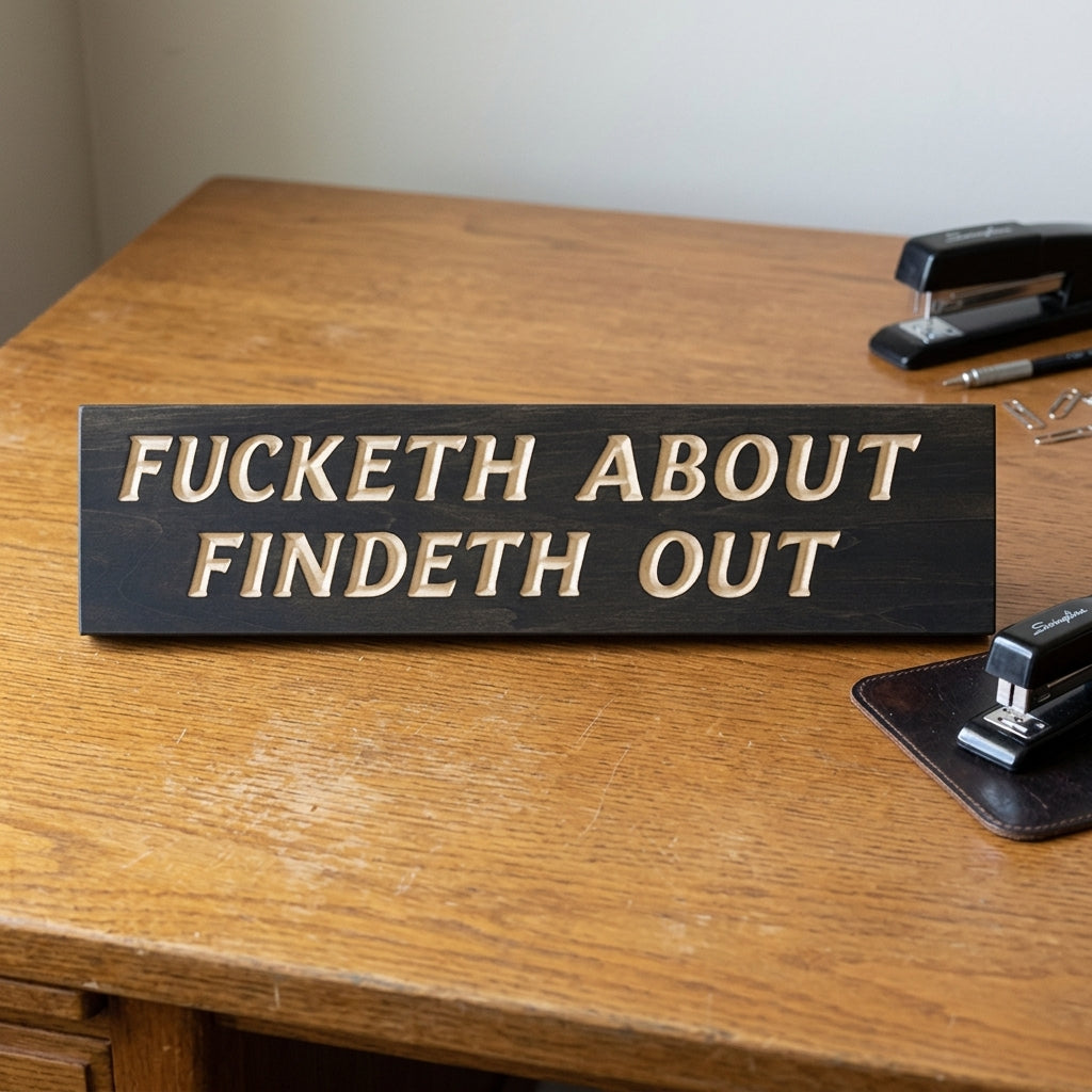 Fucketh About Findeth Out Wood Sign | Sarcastic Decor