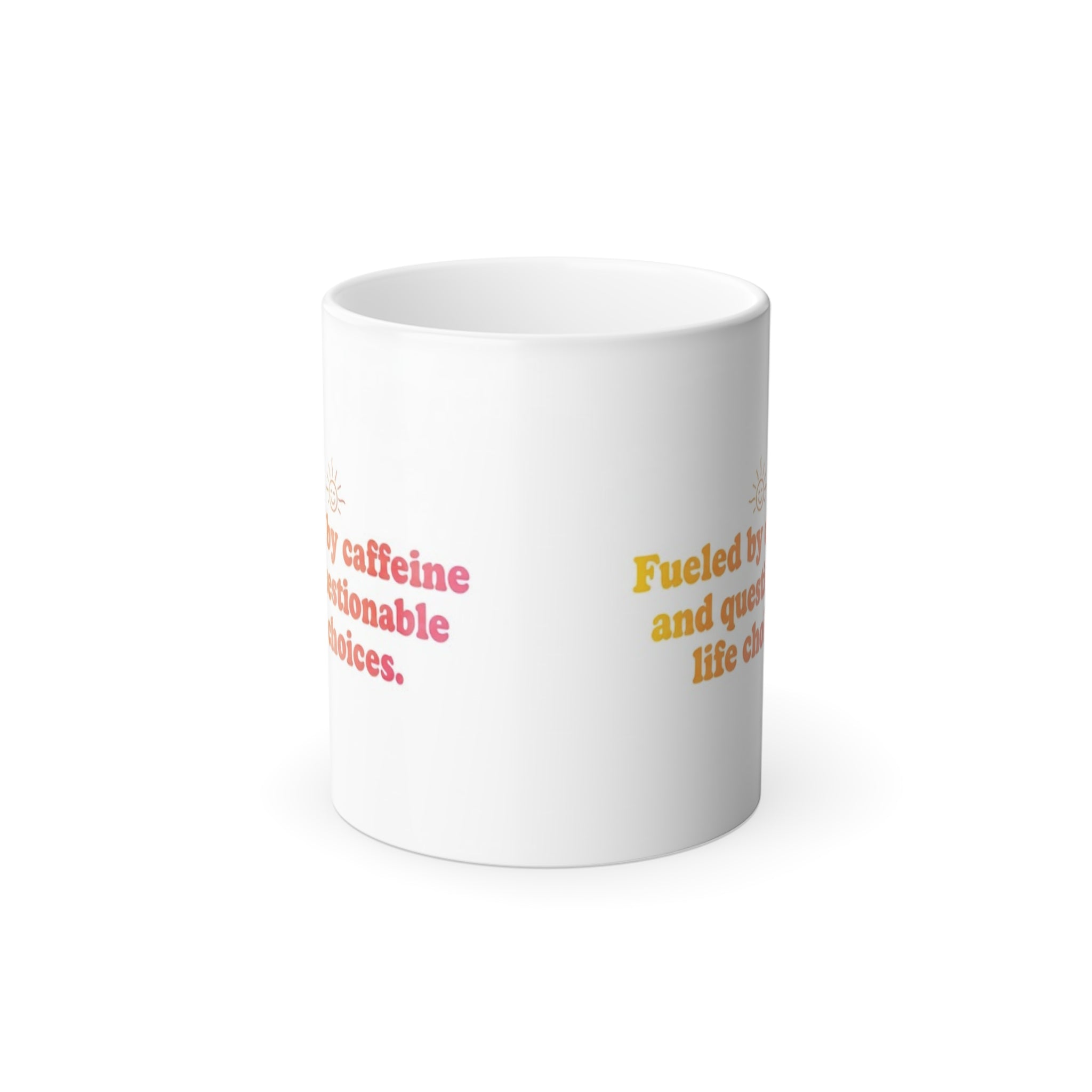 Fueled by Caffeine & Questionable Life Choices Magic Mug - magic mug design revealed with hot liquid by Bluegrass Gifts