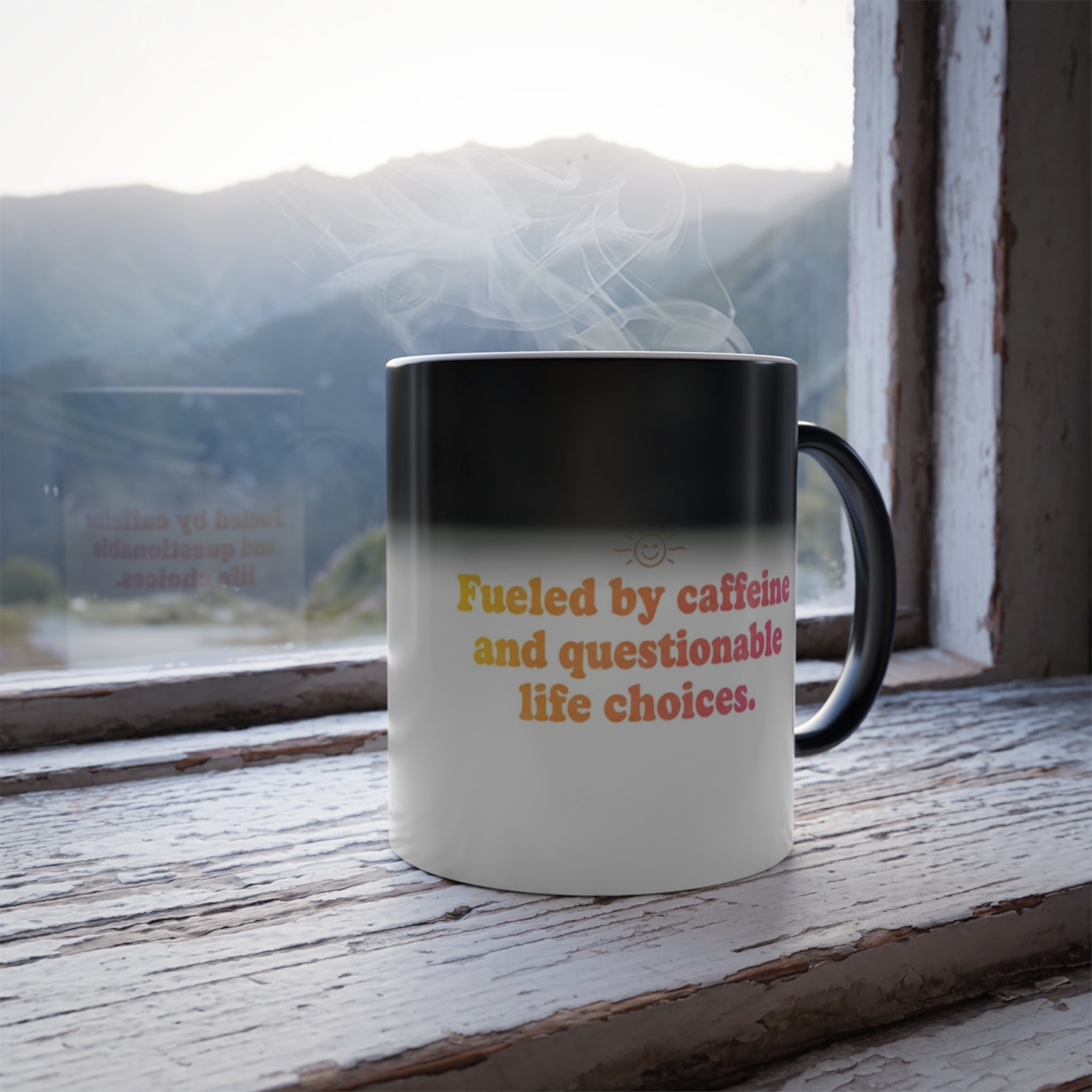 Fueled by Caffeine & Questionable Life Choices Magic Mug - magic mug studio shot white background by Bluegrass Gifts