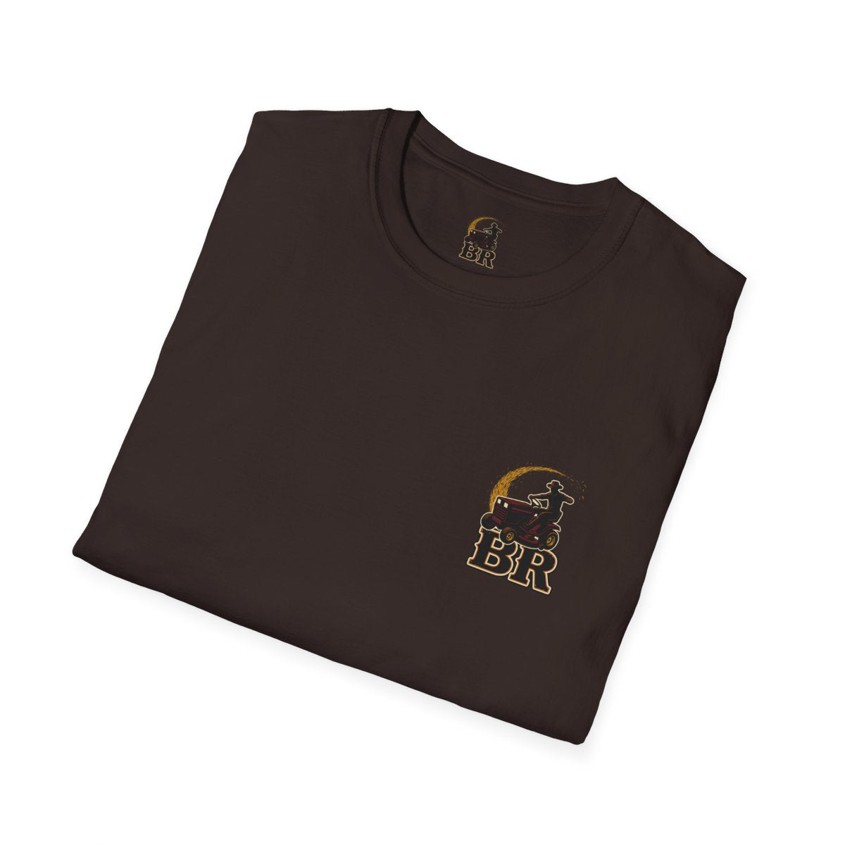 Funny Country Shirt — "Lawn Ranger" Riding Mower Tee in Dark Chocolate