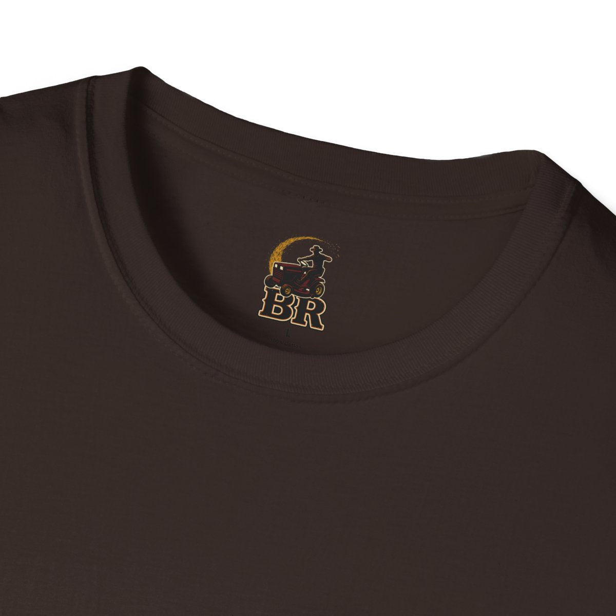 Funny Country Shirt — "Lawn Ranger" Riding Mower Tee in Dark Chocolate