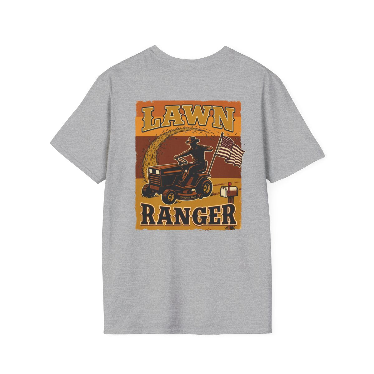 Funny Country Shirt — "Lawn Ranger" Riding Mower Tee in Sport Grey