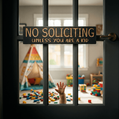 lifestyle-playroom-door-humor-sign - funny no soliciting sign wood sign by Bluegrass Gifts, handmade in Kentucky