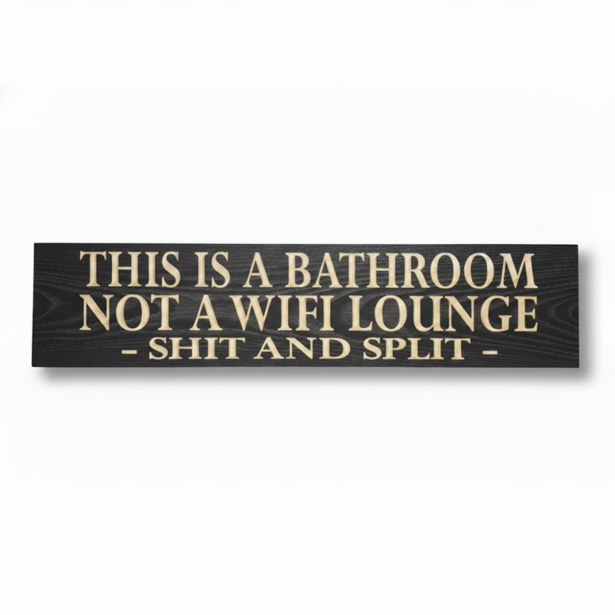 carved-vs-vinyl-shit-and-split-bathroom-sign- - funny shit and split carved wood si by Bluegrass Gifts