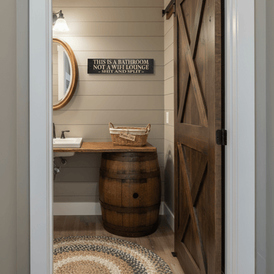 custom-wood-stain-options-funny-bathroom-sign - funny shit and split carved wood si by Bluegrass Gifts