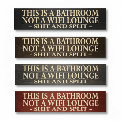 shit-and-split-bathroom-sign-sizes-small-medi - funny shit and split carved wood si by Bluegrass Gifts