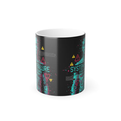 Funny System Failure Magic Mug - color changing coffee mug side angle with handle by Bluegrass Gifts