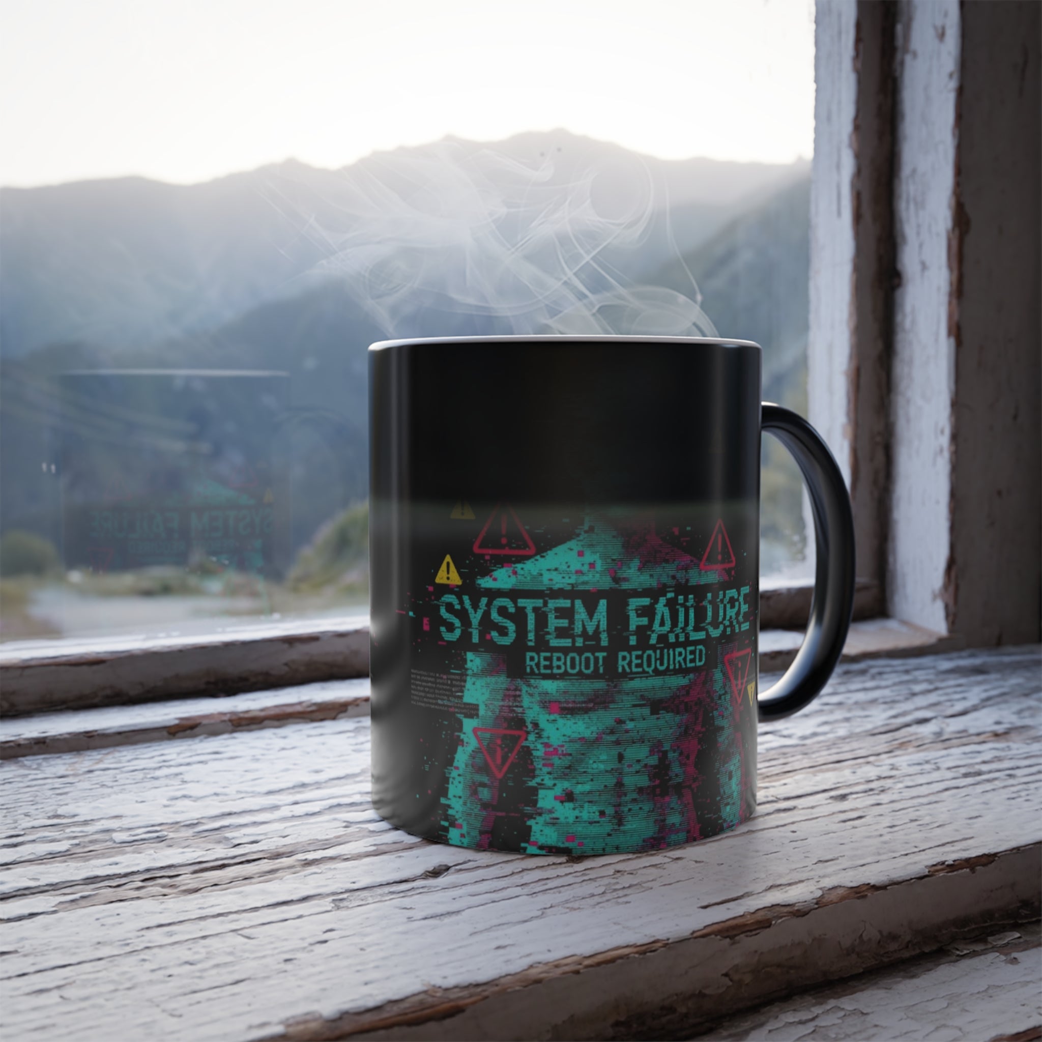 Funny System Failure Magic Mug - magic mug studio shot white background by Bluegrass Gifts