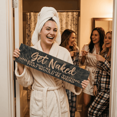 get-naked-bathroom-sign-finish-options-ebony- - get naked unless youre just wood si by Bluegrass Gifts