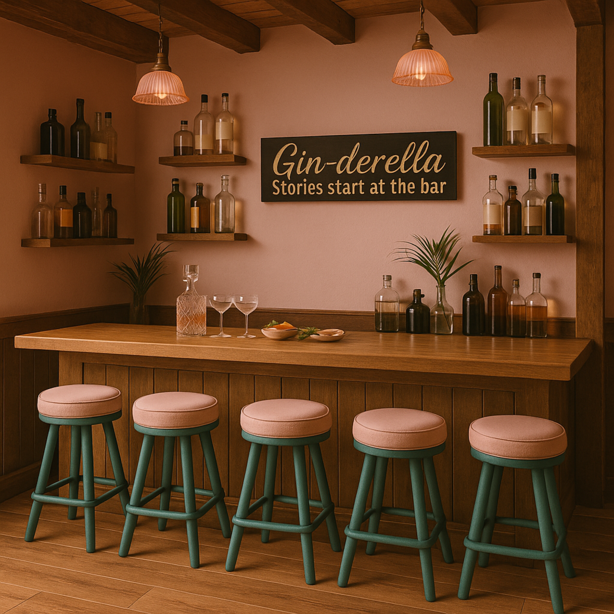 gin-derella-gin-bar-sign-color-finishes - ginderella bar sign stories start w by Bluegrass Gifts
