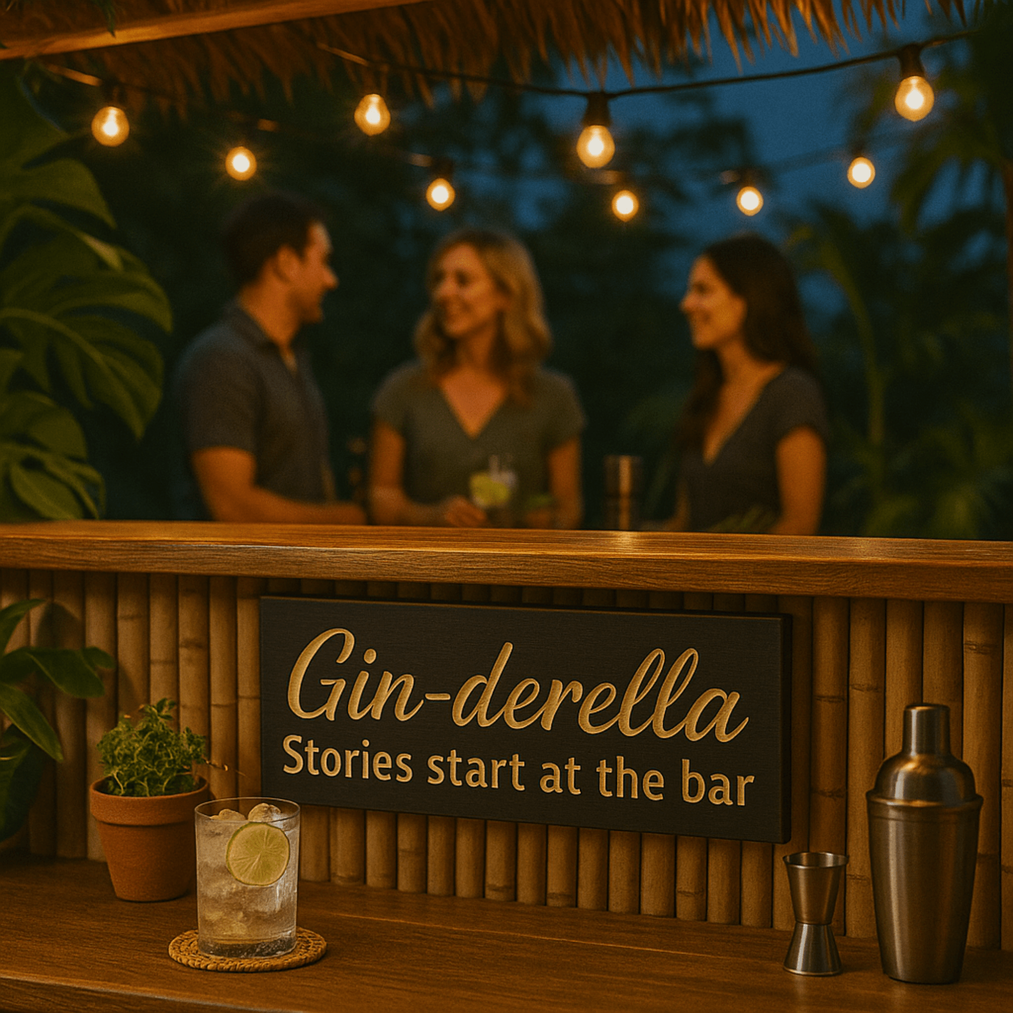 gin-derella-sign-home-bar-wall-lifestyle - ginderella bar sign stories start w by Bluegrass Gifts