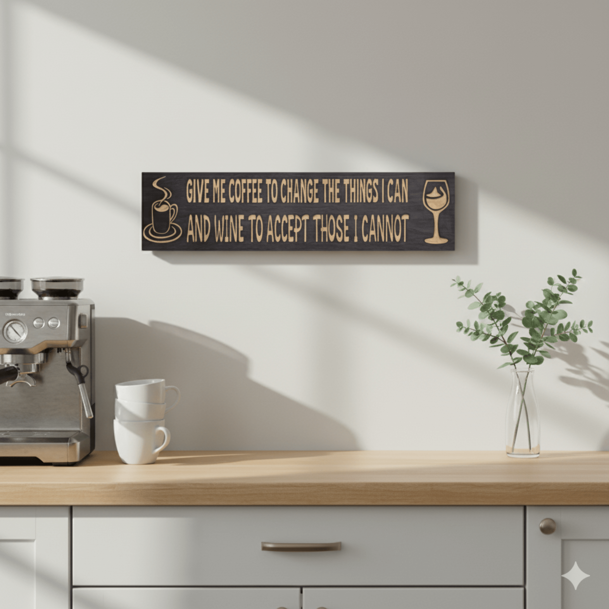 gift-for-coffee-lover-funny-wood-sign - give me coffee and wine sign wood sign by Bluegrass Gifts, handmade in Kentucky