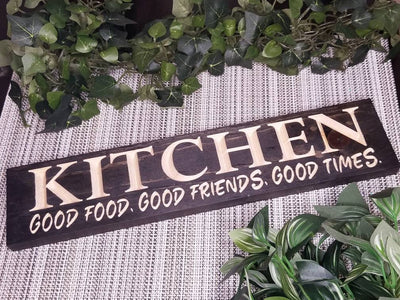 Kitchen gift farmhouse style kitchen wall dec - good food good friends good times w by Bluegrass Gifts