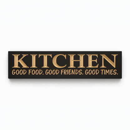 Good Food Good Friends Good Times wooden kitchen sign rustic farmhouse wall decor