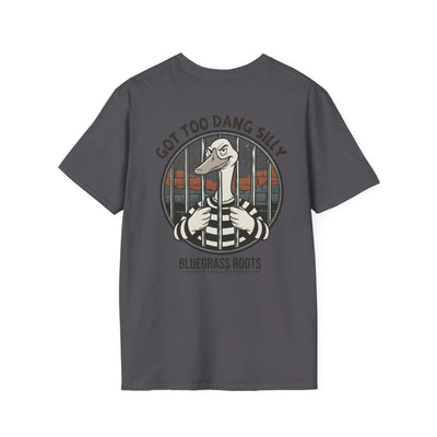 Got Too Dang Silly Giddy Goose Graphic Tee - ring-spun cotton fabric texture detail by Bluegrass Gifts