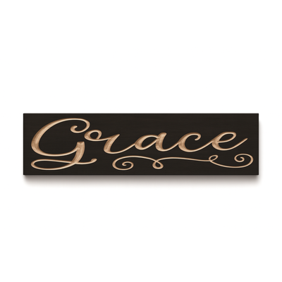 Handcrafted Grace wooden sign in dark walnut finish with carved lettering by Bluegrass Gifts