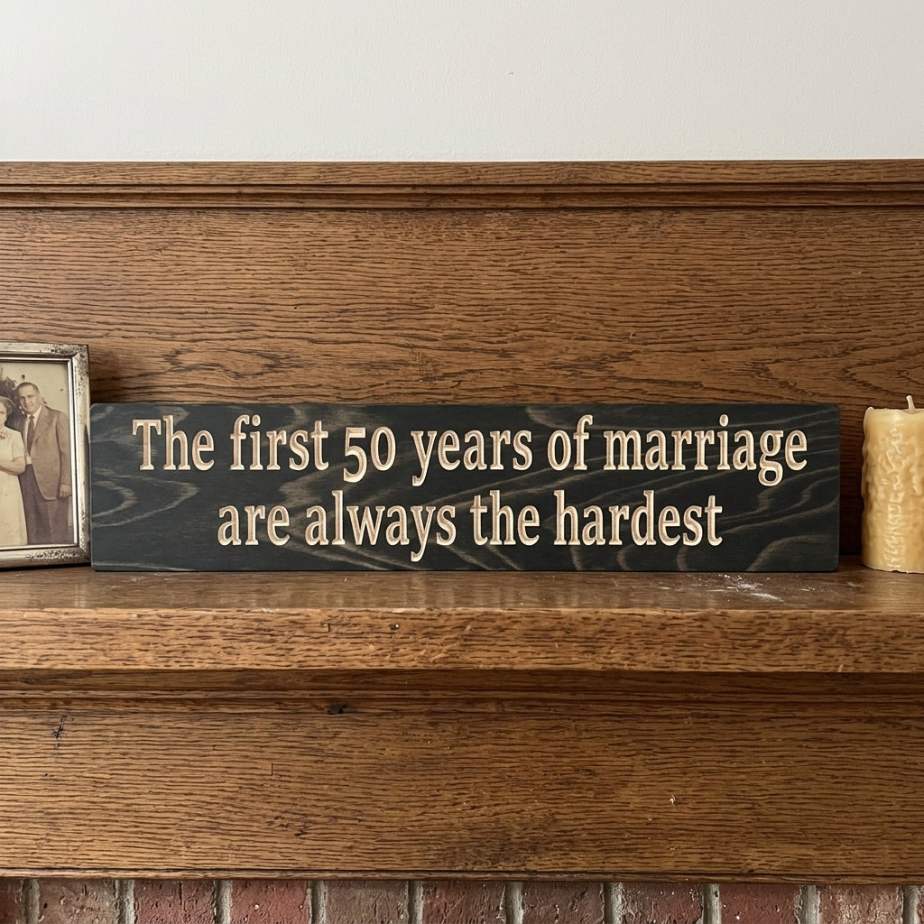 Grandparents Sign — First 50 Years Are the Hardest | Carved
