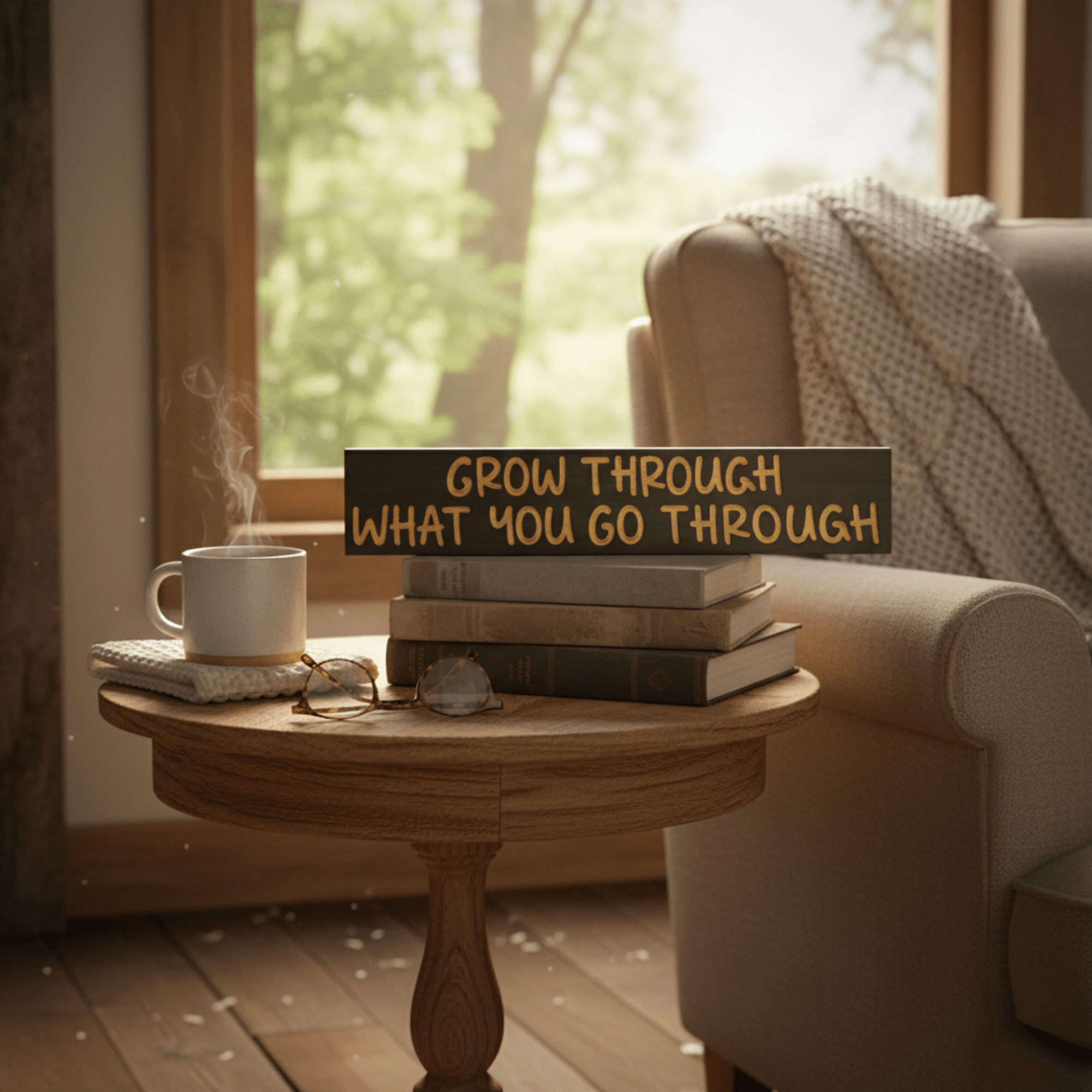 bluegrass-gifts-wooden-sign-us-vs-them - grow through what you go through wood sign by Bluegrass Gifts, handmade in Kentucky