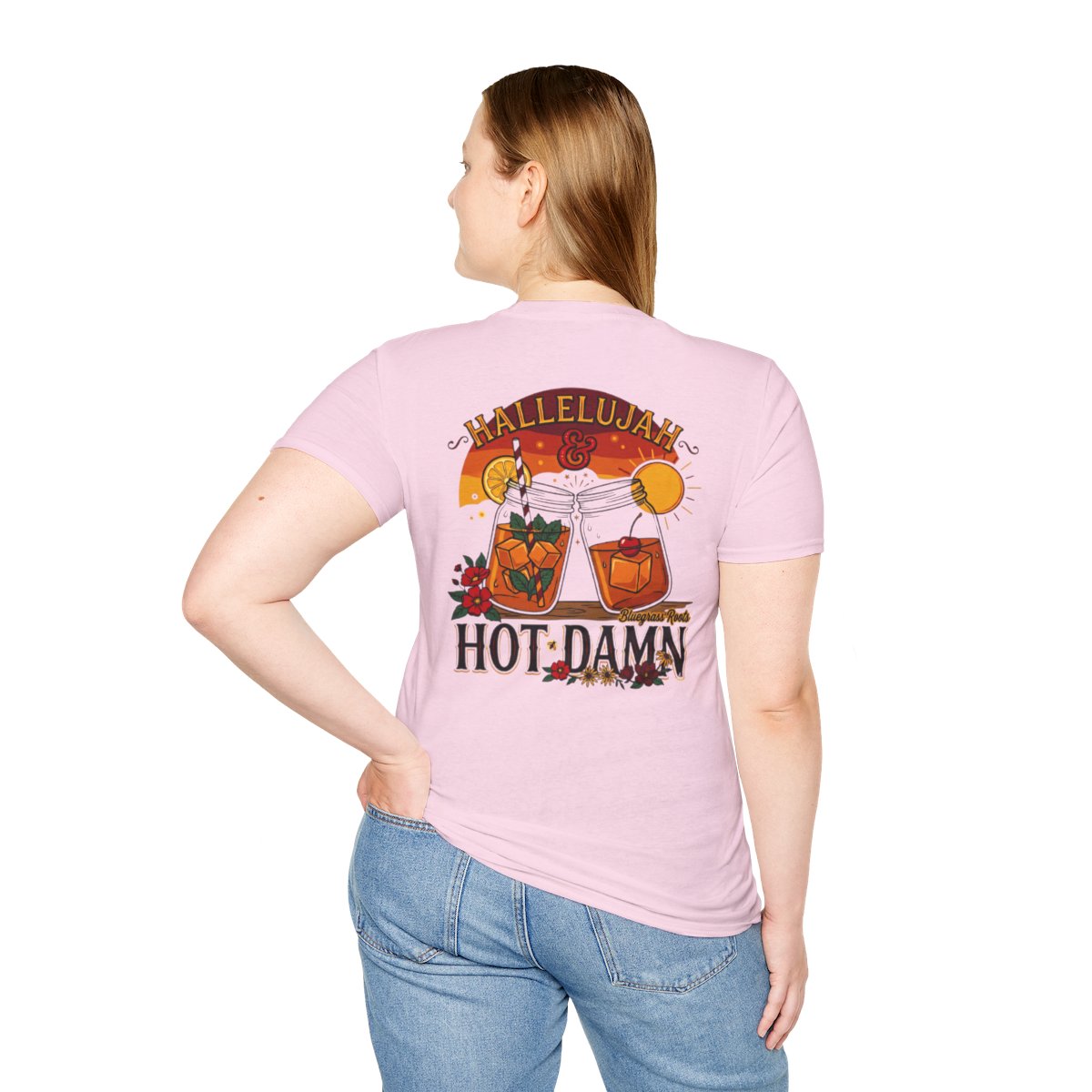 Hallelujah Shirt — "Hallelujah and Hot Damn" Graphic Tee in Light Pink