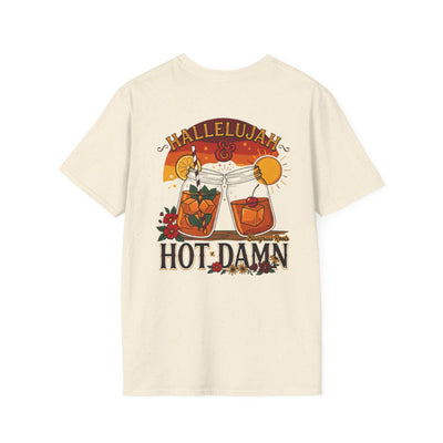 Hallelujah Shirt — "Hallelujah and Hot Damn" Graphic Tee in Natural