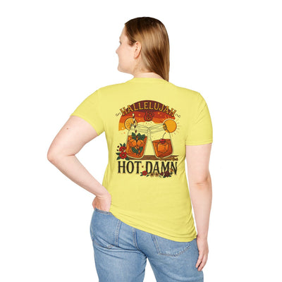 Hallelujah Shirt — "Hallelujah and Hot Damn" Graphic Tee in Cornsilk