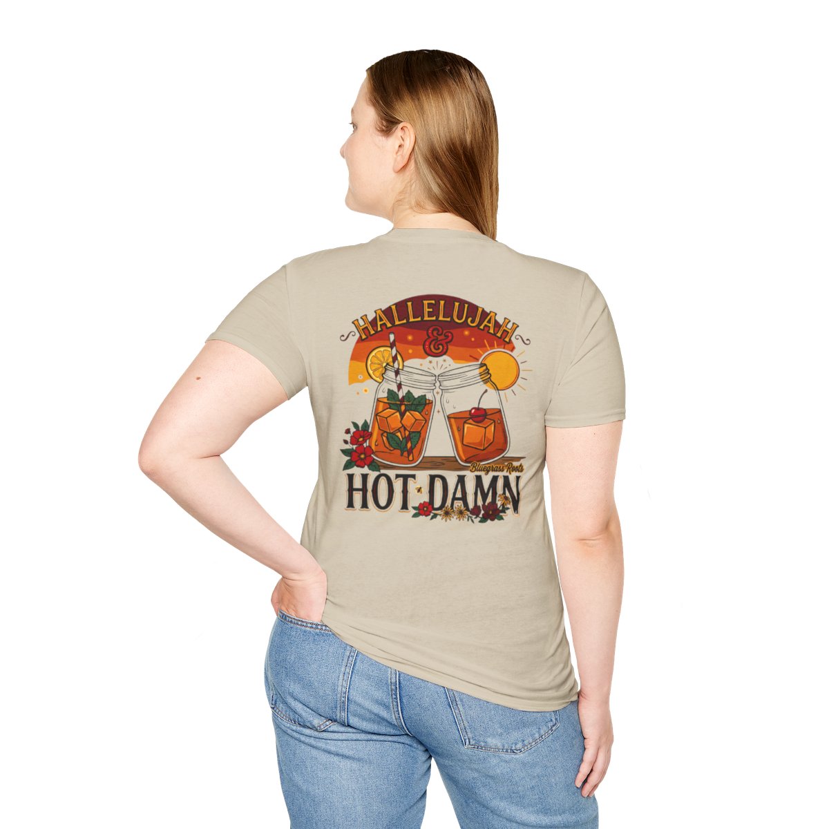 Hallelujah Shirt — "Hallelujah and Hot Damn" Graphic Tee in Sand