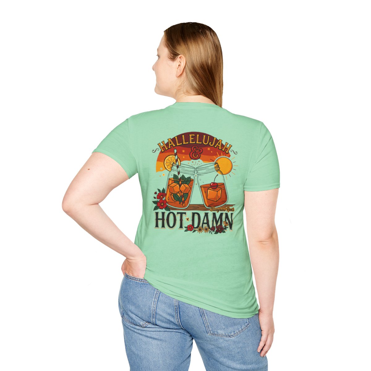 Hallelujah Shirt — "Hallelujah and Hot Damn" Graphic Tee in Mint Green