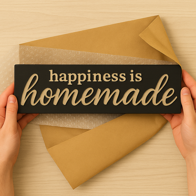Happiness Is Homemade - CNC Carved Wooden Kitchen Sign