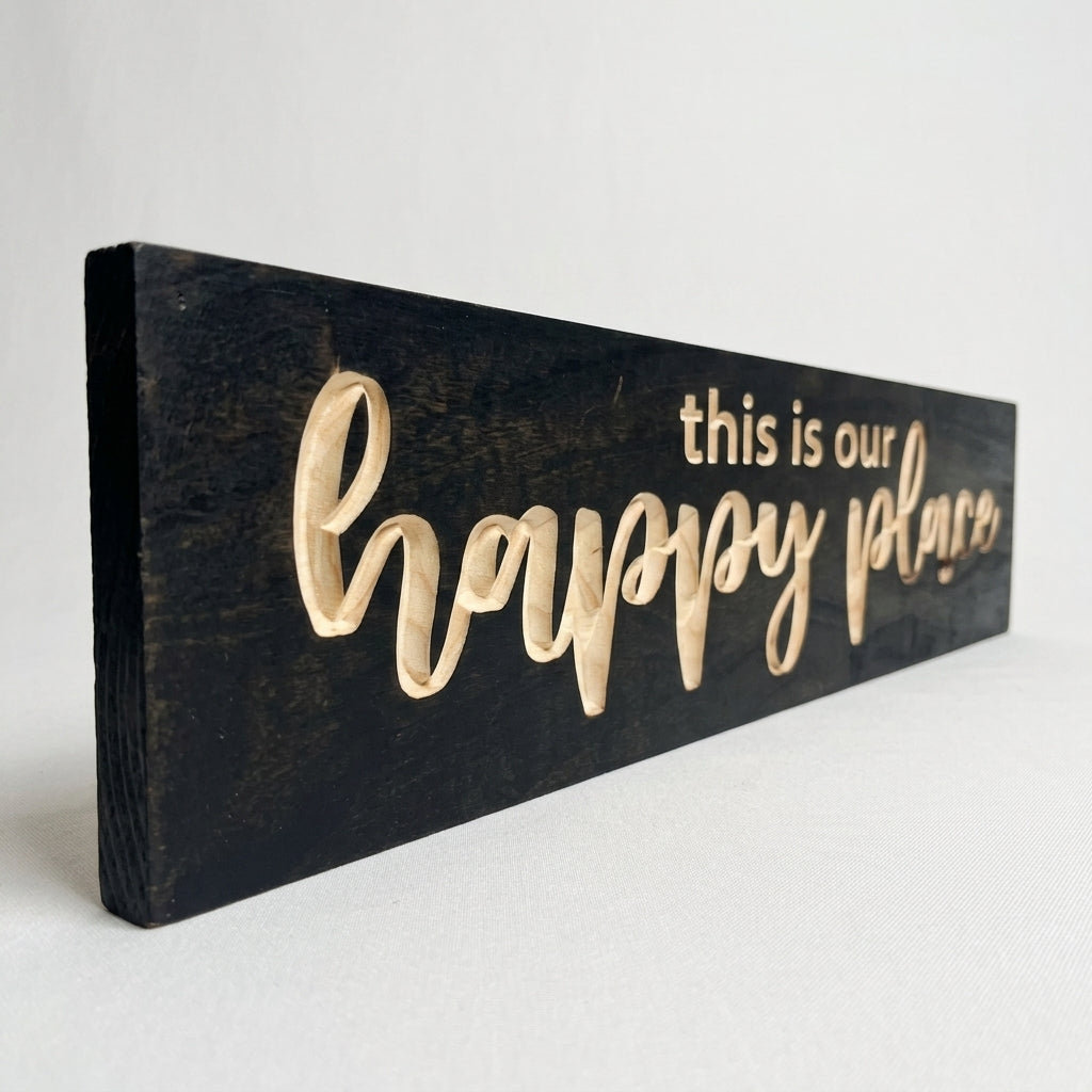 Camper Sign — This Is Our Happy Place | Carved Wood