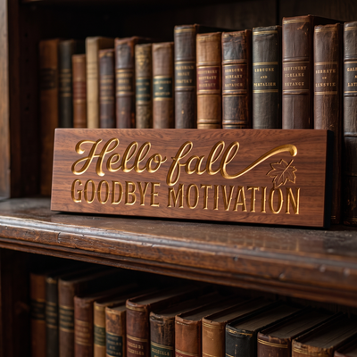 Funny Hello Fall Sign — Hello Fall, Goodbye Motivation — carved wood sign — Bluegrass Gifts