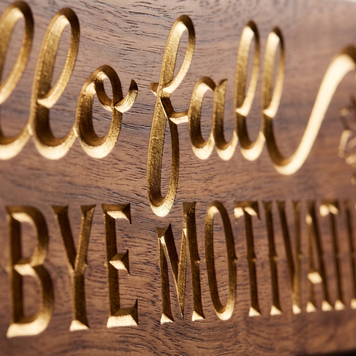 Funny Hello Fall Sign — Hello Fall, Goodbye Motivation — carved lettering detail — Bluegrass Gifts