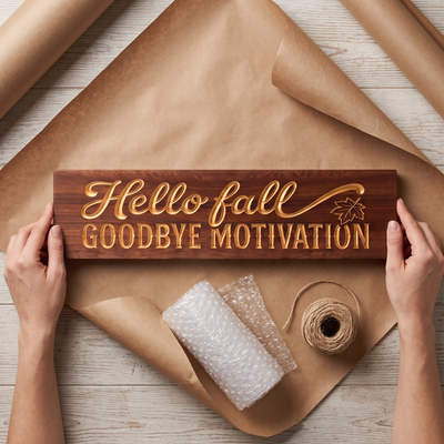 Funny Hello Fall Sign — Hello Fall, Goodbye Motivation — gift-ready packaging — Bluegrass Gifts