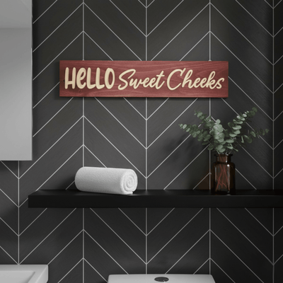 bluegrass-gifts-premium-carved-sign-vs-vinyl- - hello sweet cheeks funny bathroom w by Bluegrass Gifts