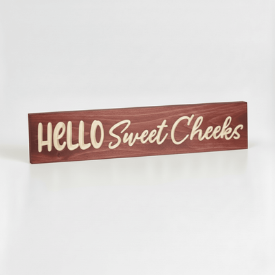 bluegrass-gifts-wood-finish-options-bathroom- - hello sweet cheeks funny bathroom w by Bluegrass Gifts